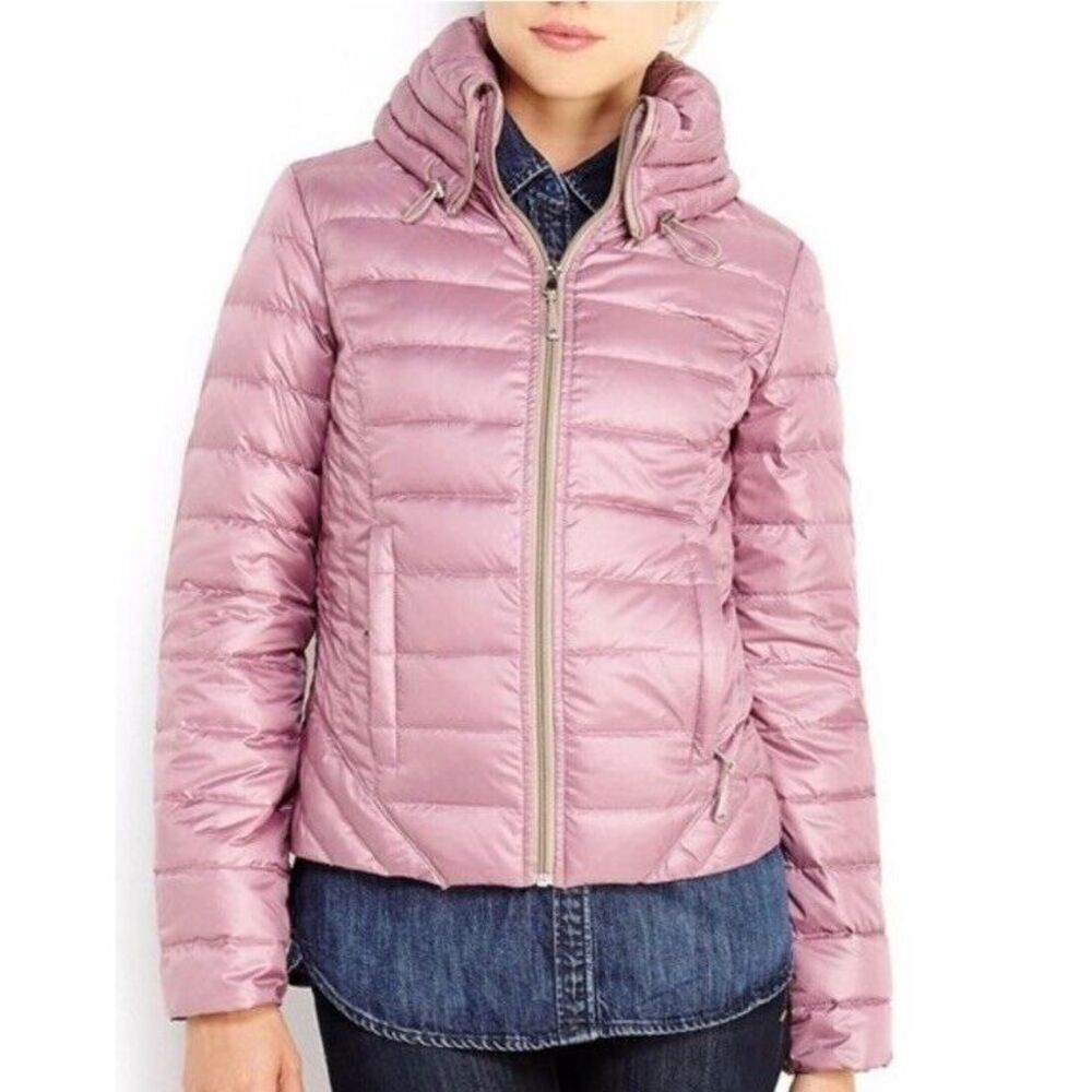 Kenneth Cole‎ Dusty Lavender Medium Puffer Jacket Full Zip Pockets Down quilted